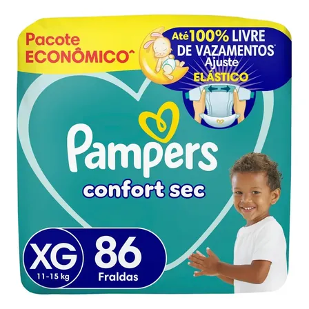 Fralda Confort Sec Tamanho Xg 86 Unidades Pampers Extra Grande (xg) Sem Gênero