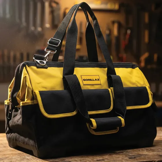 Bolsa Maleta Ferramentas Grande Reforçada 16 Bolsos Lona Preto