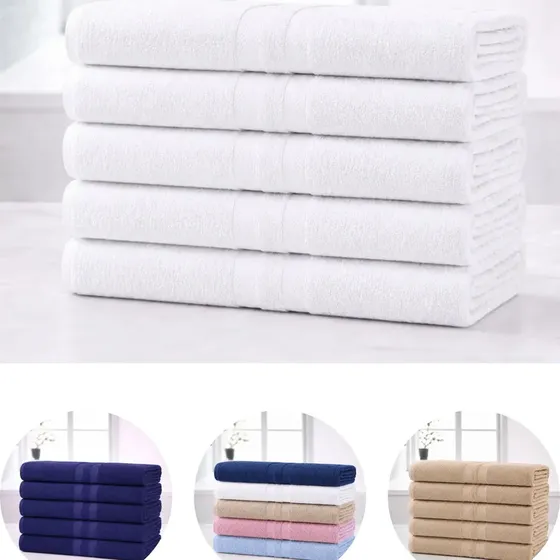 Kit 5 Toalhas de Banho Branca Grandes 100% Algodão Toalhas Leves Finas Lisas Macias Salão Academia Hotel Pousada Profissional Caricinha Alta Absorção Brancas Branco - 60x130 cm - Renova Enxovais