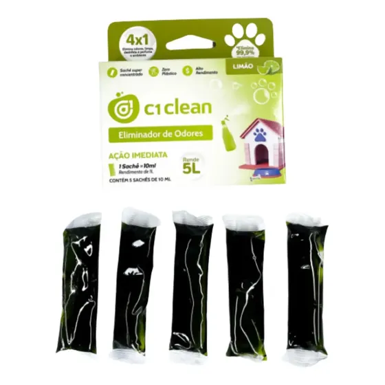 C1 Clean Eliminador De Odores 5 Litros Linha Pet Fragrância Limão