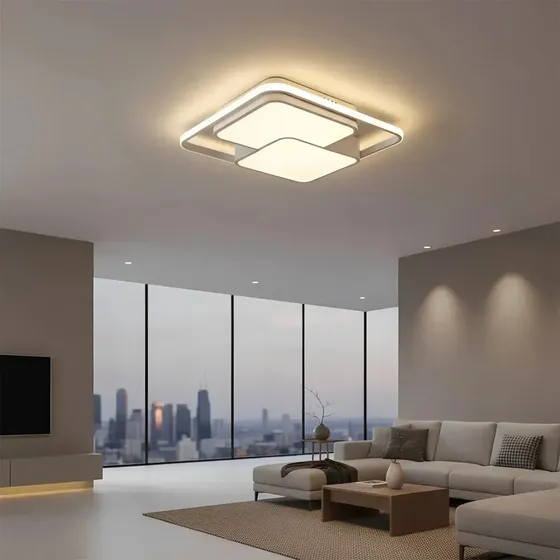 Plafon LED de Sobrepor 30W Quadrado para Teto com Luz Dourada
