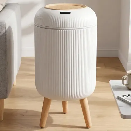 Lixeira Inteligente 10L Caixote do Lixo Automática com Sensor de Infravermelhos Impermeável IPX5 Vedação Anti-Odor com Pés Amovíveis Moderna Branca para Cozinha Banheiro Quarto e Escritório