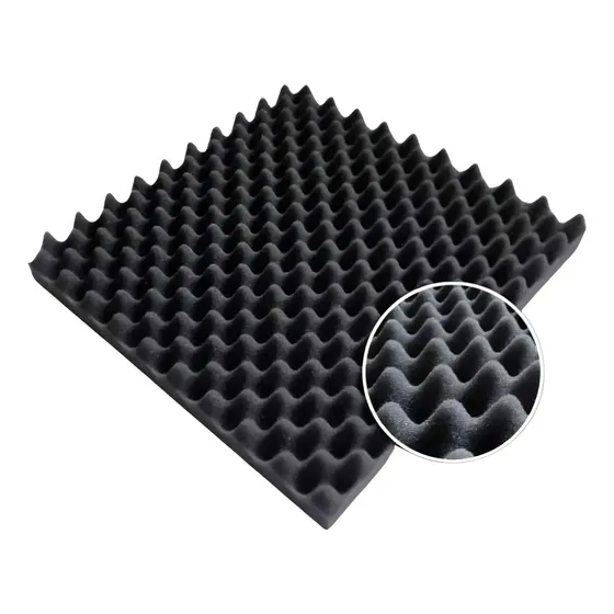Kit 50 Placas Espuma Acustica 50x50x3 Caixa De Ovo Antichama Cinza-escuro