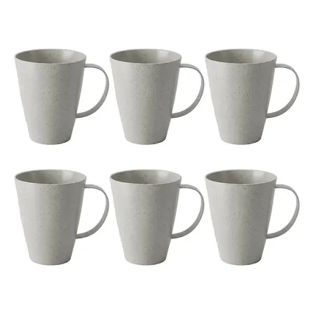 Jogo C/6 Canecas Fibra De Bambu 460ml Cinza Hauskraft Cinza-escuro