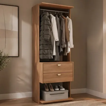 Guarda- Roupas Closet Modulado Alasca 2 Gavetas E Cabideiro Freijó Carraro
