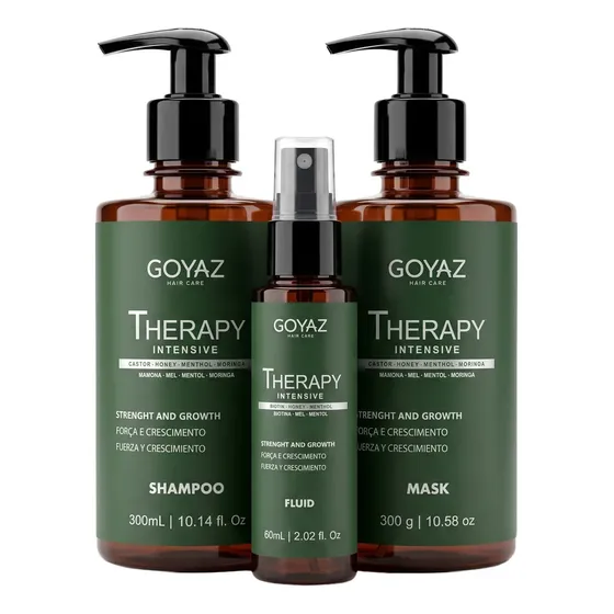 Kit Terapia Capilar Goyaz Hair Care Shampoo Máscara Tônico Antiqueda Fortalecedor