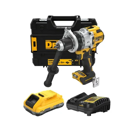 Parafusadeira Furadeira De Impacto Premium 20v Dcd1007b + Carregador Bivolt + 1 Bateria 4ah Powerpack + Maleta Tstak Dcd1007qq1t-br-1 Dewalt Amarelo 60 Hz