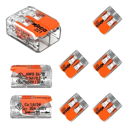 Kit 10 Conector Wago Compacto Emenda 2 Fios 4mm2 32a 221-412