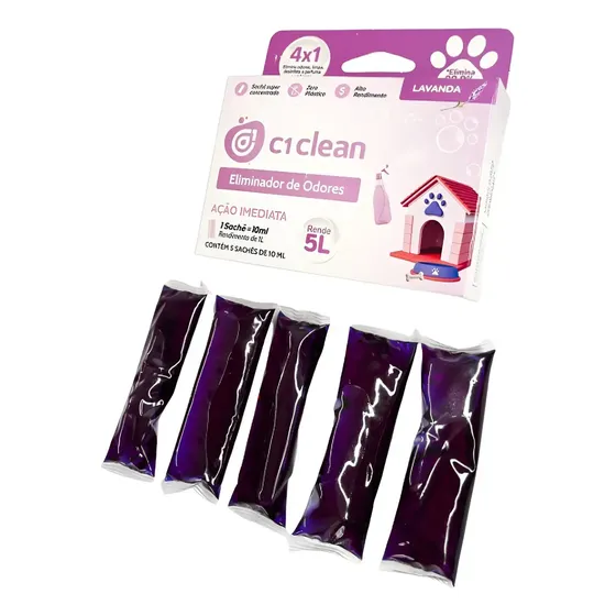 C1 Clean Eliminador De Odores 5 Litros Linha Pet Fragrância Lavanda