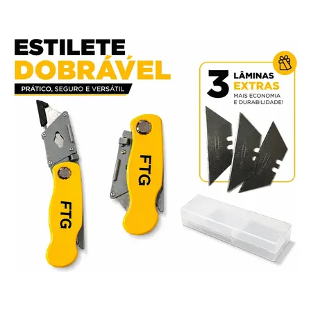Estilete Cortador Profissional Dobrável De Lâmina Afiada Ftg 501