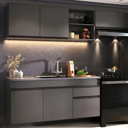 Armário Cozinha Modulada Completa Suspensa 281,5cm Milano Multimóveis MP2407