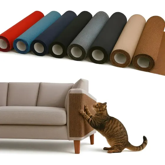 Arranhador E Protetor De Sofá Carpete Adesivo Gatos 200x50cm Bege