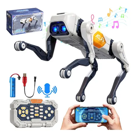 Cão Robô Inteligente Recarregável Interativo Brincamundo Com Controle Remoto Controle De Aplicativo Móvel Controle De Voz 30+ Actions