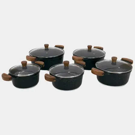 Jogo De Panelas Cerâmico Javali Com 5 Peças (16a24cm) Preto Liso
