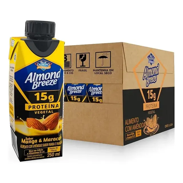 Bebida Proteica Vegana Almond Breeze Manga E Maracujá 15g Proteína Caixa Com 12
