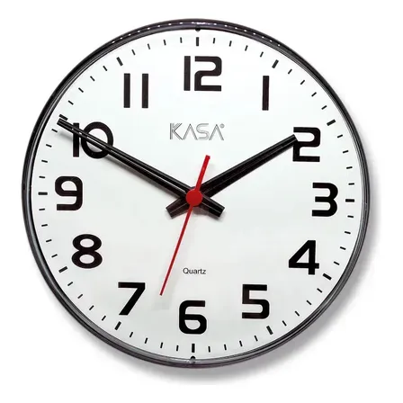 Relogio De Parede Analogico 30cm Preto Branco Redondo Quartz Preto Branco