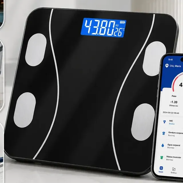 Balança Digital Bioimpedancia Bluetooth Corporal 180kg Cities To Go Saude Dieta Esporte Preta 1.5v