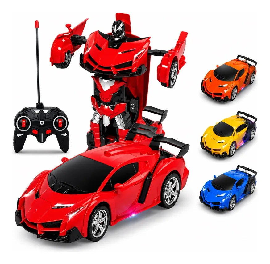 Brinquedo Carrinho De Controle Remoto Vira Robô Transformers