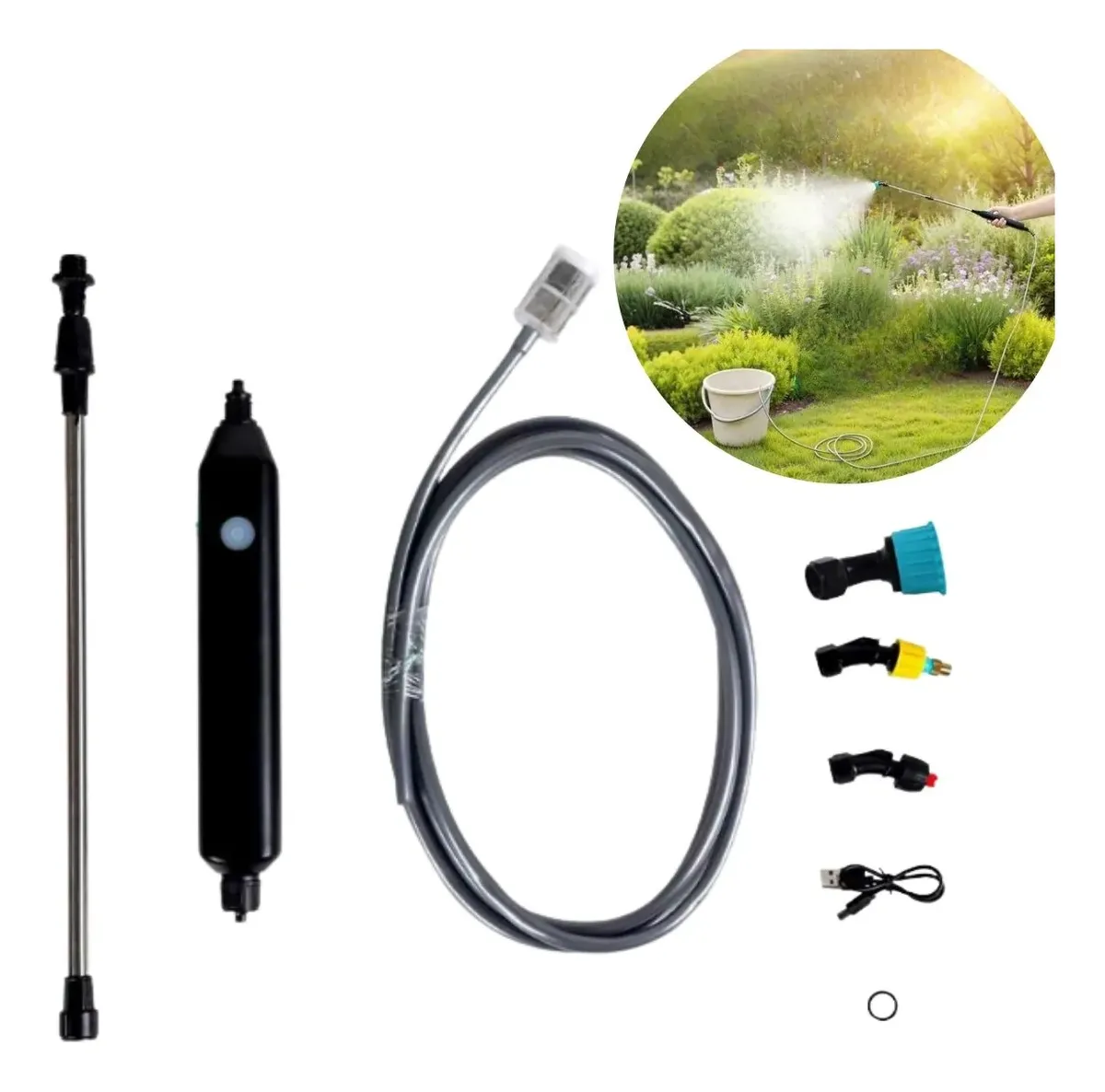 Pulverizador Elétrico Portátil Com Mangueira 3m Recarregável Borrifador Aspersor Elétrico Recarregável A Bateria P/ Plantas Jardim Horta Pulverizador C/ Mangueira 3m