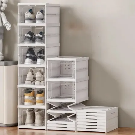 Sapateira Vertical Organizadora Empilhável 6 Pares Organizador De Calçados Modular Branco Caixa de Tênis Fácil Montagem