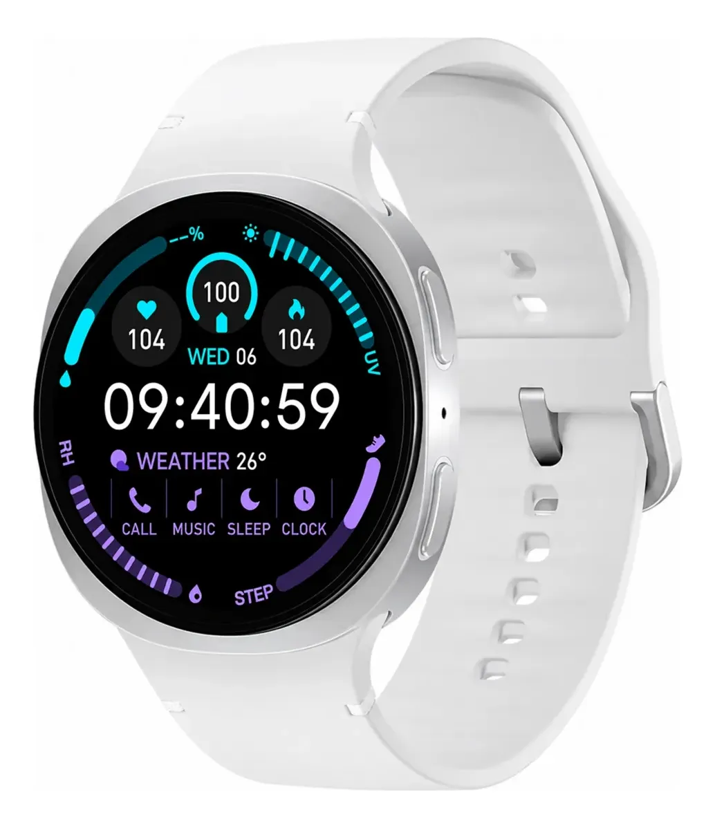 Relógio Smartwatch W8 Pro Redondo 46mm Bluetooth Ligações Branco Lisa