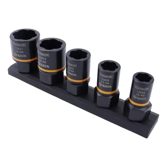 Jogo Soquetes Extratores 10-19mm Encaixe 3/8 5pçs Sata Preto