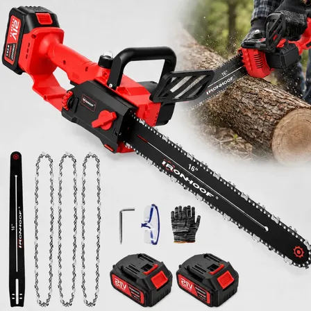 Motoserra Eletrica 3600w Profissional 16 Polegadas Portátil Brushless 2 Bateria 3 Corrente