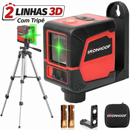 Nivel Laser Verde 2 Linhas Autonivelante Profissional 360 Graus + Tripé