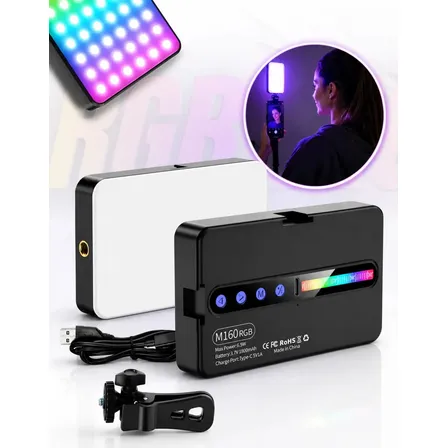 Luz De Preenchimento Led Rgb Para Foto Vídeo Recarregável Iluminador Portátil Retangular Ring Light