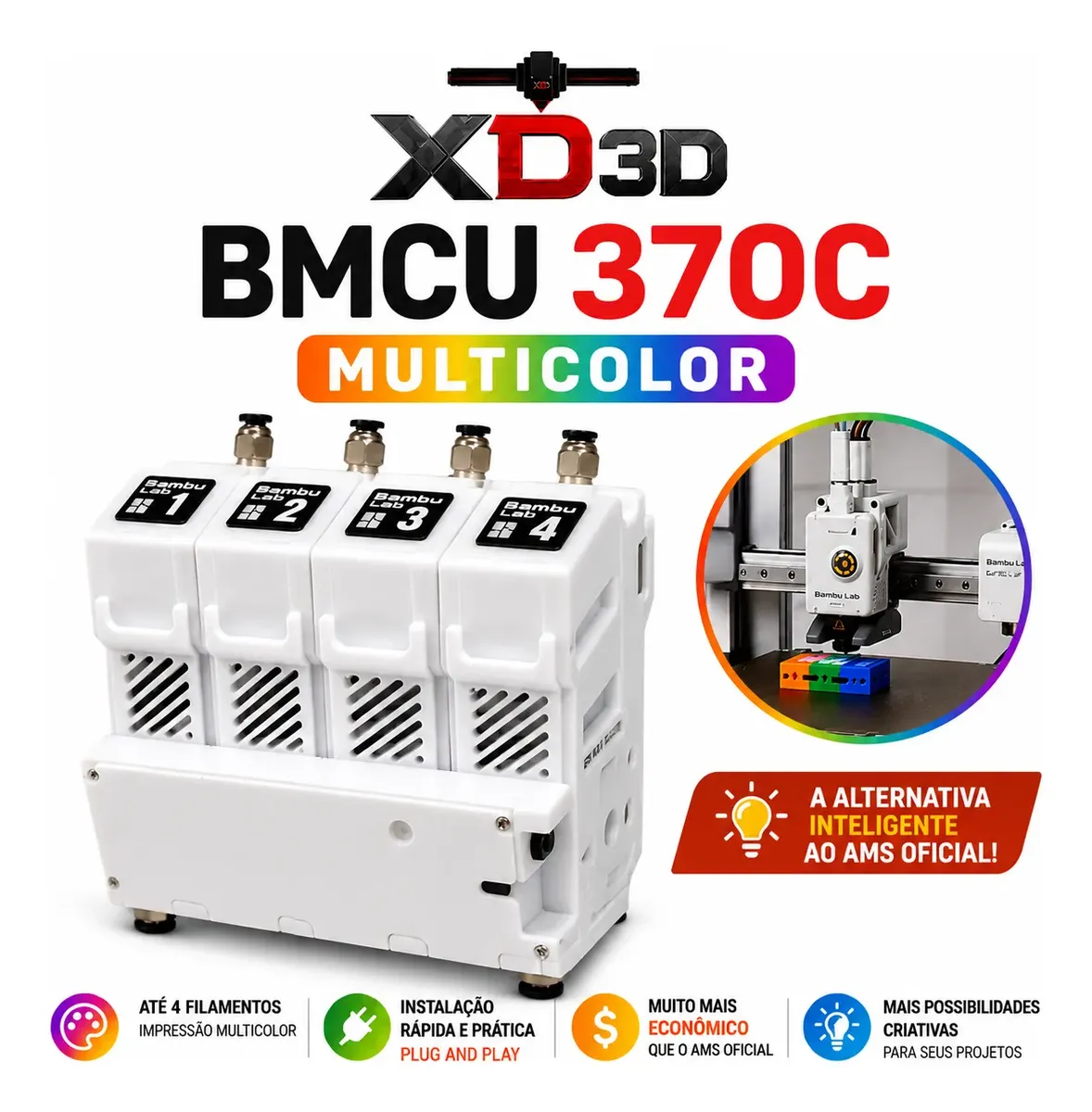 Bmcu 370c Ams Lite Para Bambu Lab A1, A1 Mini E P1s 24v Branco