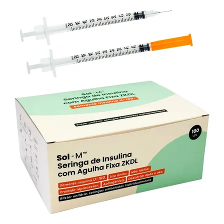 Seringa De Insulina 0,5ml C Agulha Fixa 0,25mmx6mm Blister 0 Ml