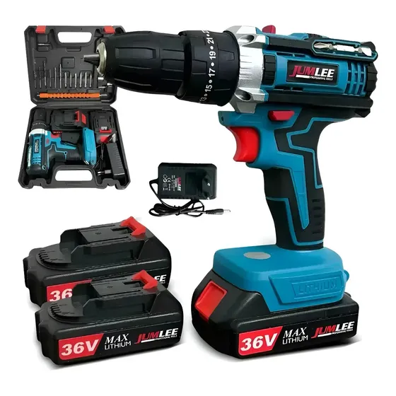 Parafusadeira Furadeira De Impacto Brushless 36v 2 Baterias Azul-celeste 127/220v