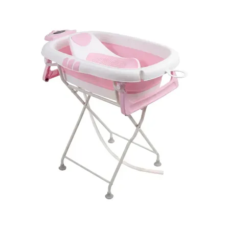 Banheira Bebê Dobrável Com Suporte Redutor Assento E Termômetro Embutido Até 20kg Melon Maxi Baby - Rosa