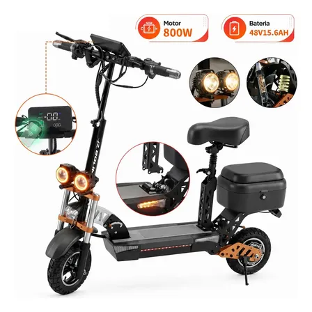 Patinete Elétrico M7 NFC de 800W para Adultos com 50km de Autonomia Dobrável Com Suspensão Dupla Dianteira e Traseira