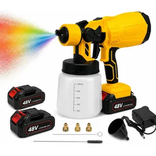 Pistola De Pintura Portátil Pulverizadora Elétrica Profissional 2 Baterias Sem Fio Pintor 1000ml W&g