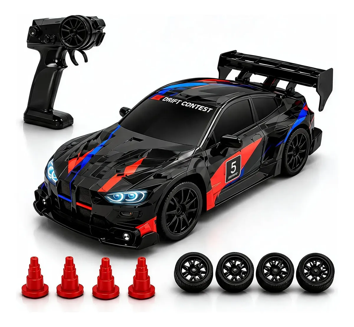 Carro Carrinho Controle Remoto Drift 4x4 Rc Recarregável Preto Bmw