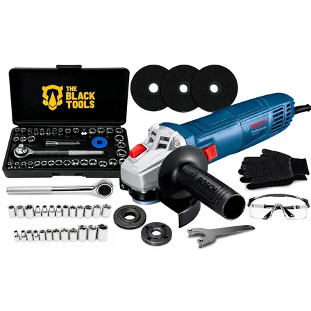 Esmerilhadeira Lixadeira Angular Profissional Bosch Gws700 710w + Jogo De Soquetes 40 Peças Discos E Acessórios