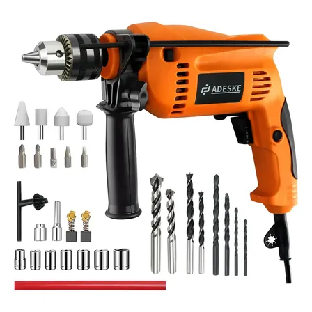 Furadeira de Impacto Adeske 850W com Kit de Acessórios para Perfuração