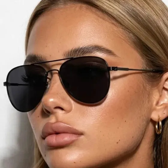 Oculos De Sol Estilo Aviador Feminino Masculino Uv Desenho Preto