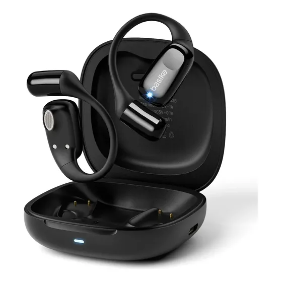 Basike Fone De Ouvido Concha Bluethooth Sem Fio Profissional Esportivo Com Mic Orelha Gancho Ipx6 A Prova D'água Enc... Preto