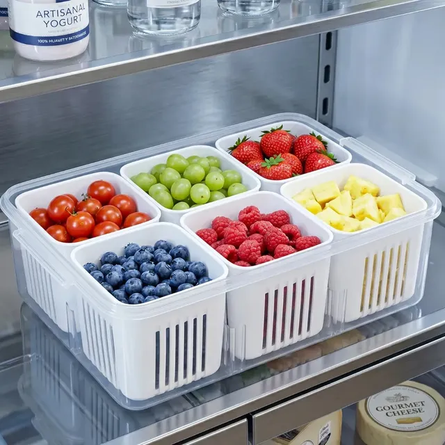 Pote Hermético 6 Divisórias Organizador Geladeira Alimentos Frutas Legumes Frios Kilate Store