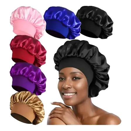 Kit 2 Toucas De Cetim Com Faixa Anti Frizz Proteção Noturna