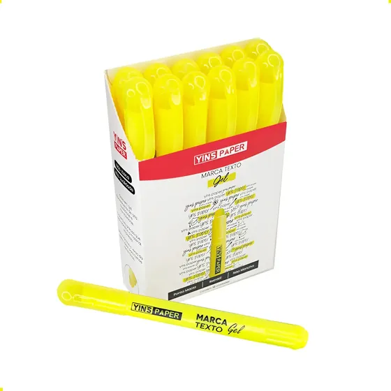 Marca Texto Gel Neon Caixa Com 12 Unidades Retrátil Bíblia Amarelo