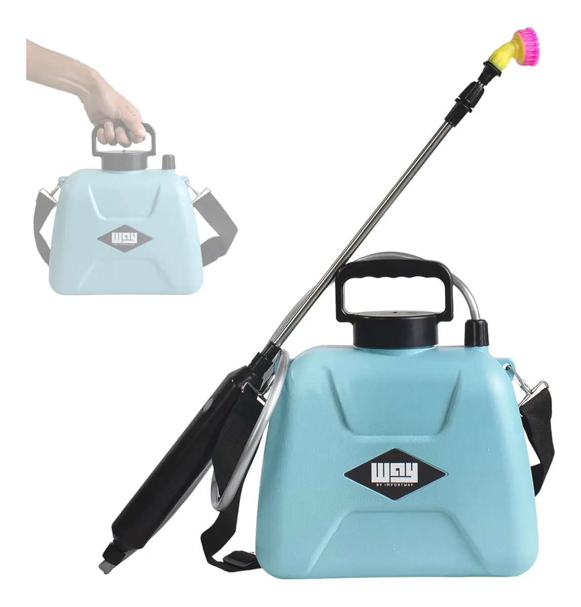 Pulverizador Elétrico Portátil 5l Alça Bateria Recarregável Azul-celeste
