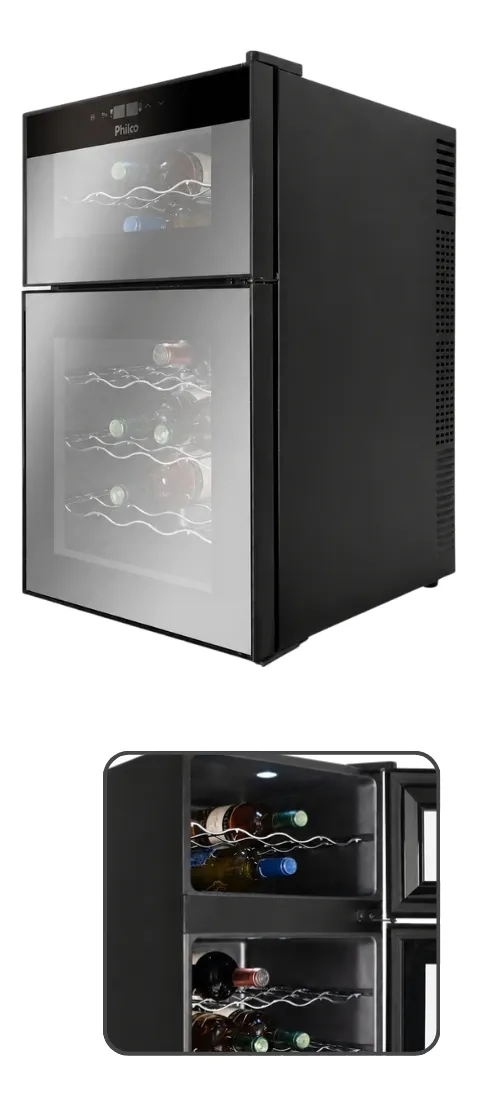 Adega Philco 24 Garrafas 69l Dual Zone Pad24dz Bivolt Bivolt
