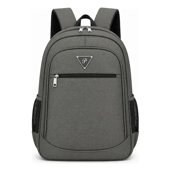 Mochila Masculina Bolsa Impermeável Faculdade Alça Reforçada Cinza Liso