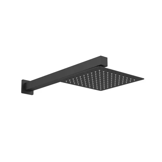 Chuveiro De Parede Quadrado 20cm Inox Preto Fosco Tipo Chuva Com Braço E Ângulo Ajustável