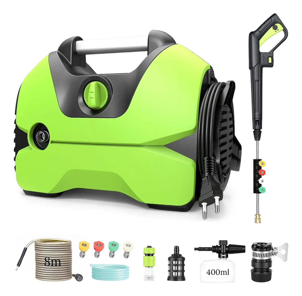Lavadora De Alta Pressão Portátil Com Kit Completo De Acessó Verde-limão 127v