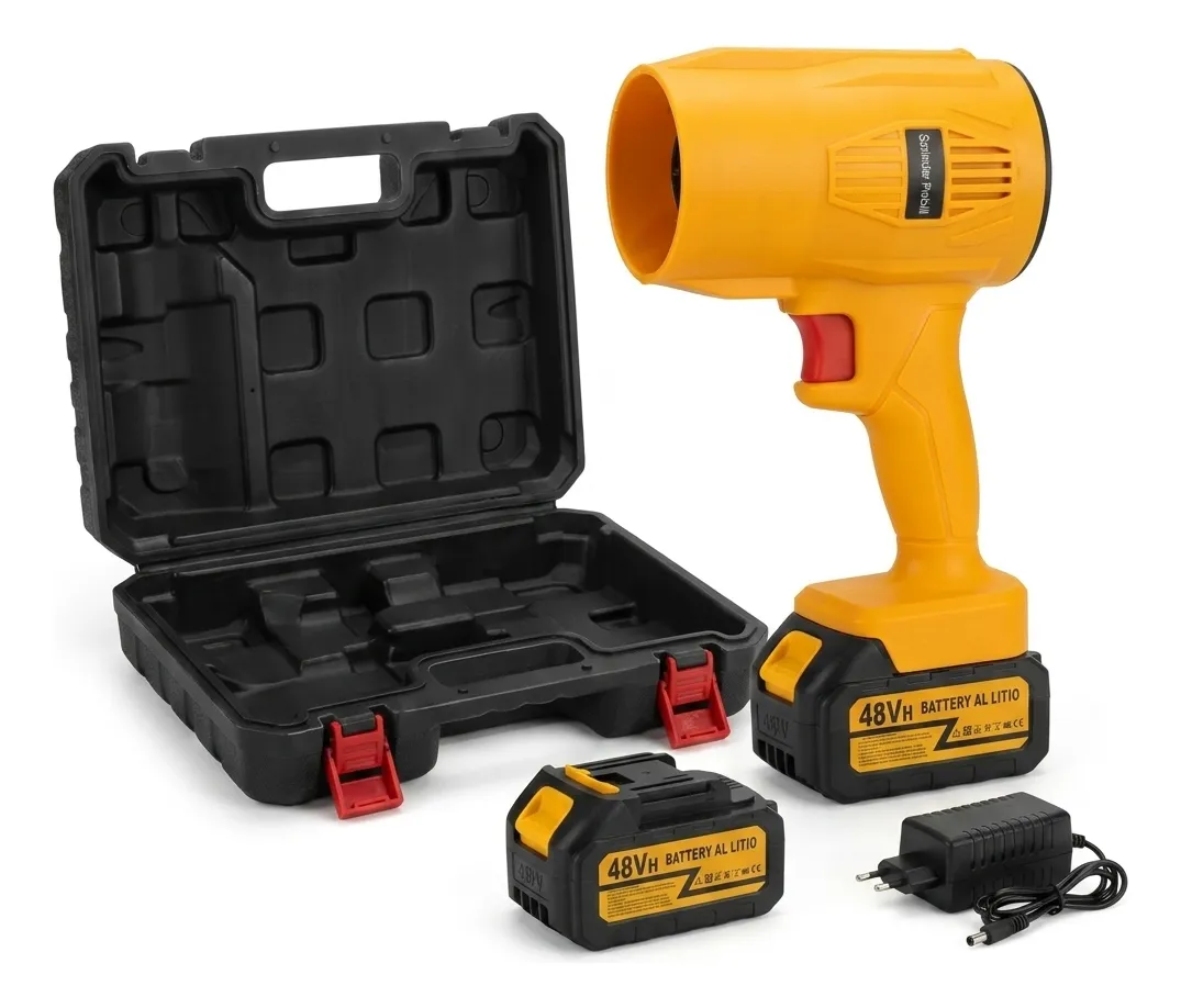 Soprador De Folhas Sem Fio 48v Portatil Com 2 Baterias Amarelo 127/220v