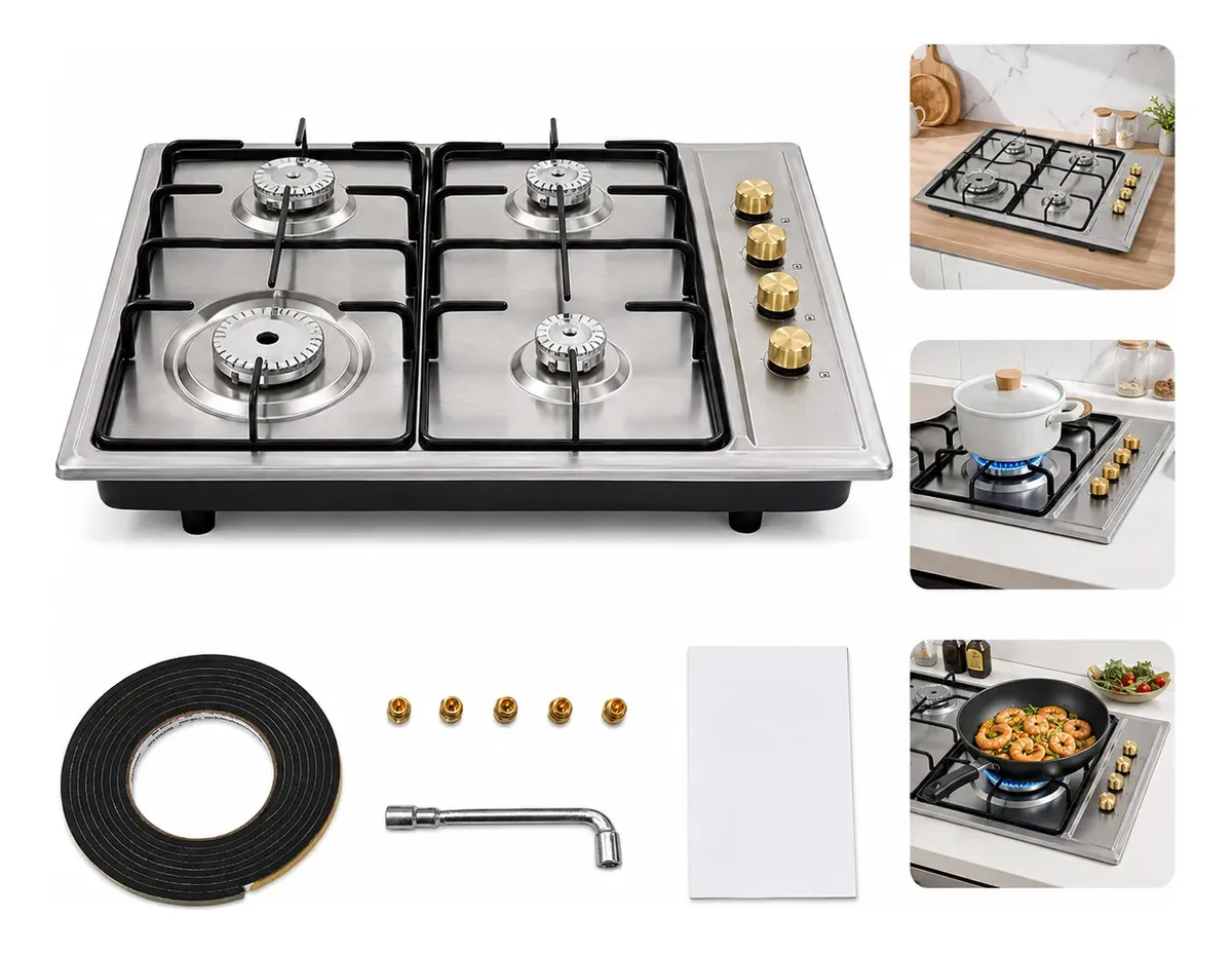 Cooktop 4 Bocas A Gás Grade Ferro Bivolt Inox 127/220v